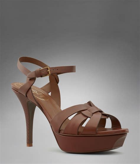 ysl tribute low heel sandal in tan leather|YSL tribute sandals on sale.